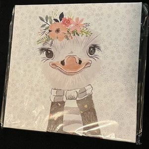 8 x 8 Canvas picture - Ostrich w/ floral headband and clothes  
New in packaging